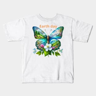 Butterfly of the earth day Kids T-Shirt